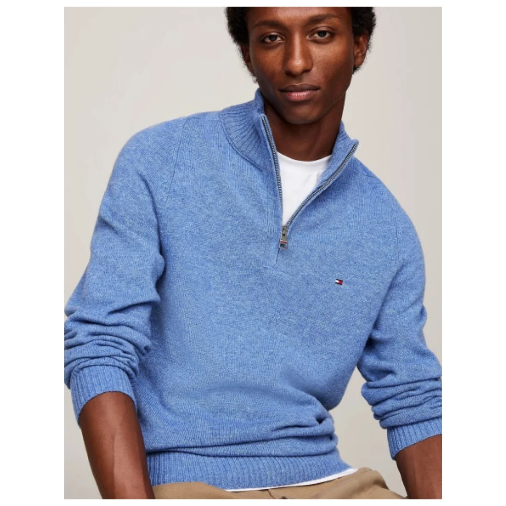 Tommy Hilfiger Wollen half-zip trui Blue Heren