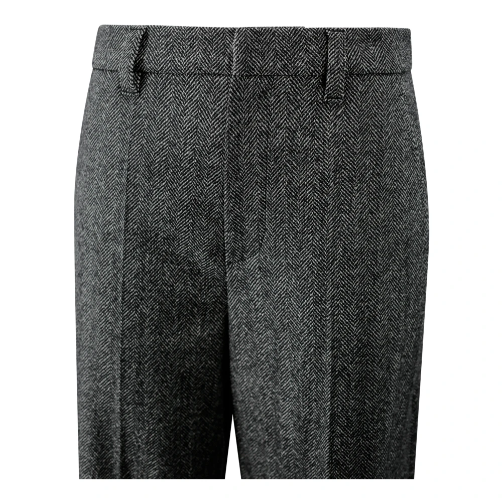 BRUNELLO CUCINELLI Zwarte Wollen Blend Herringbone Broek Black Dames