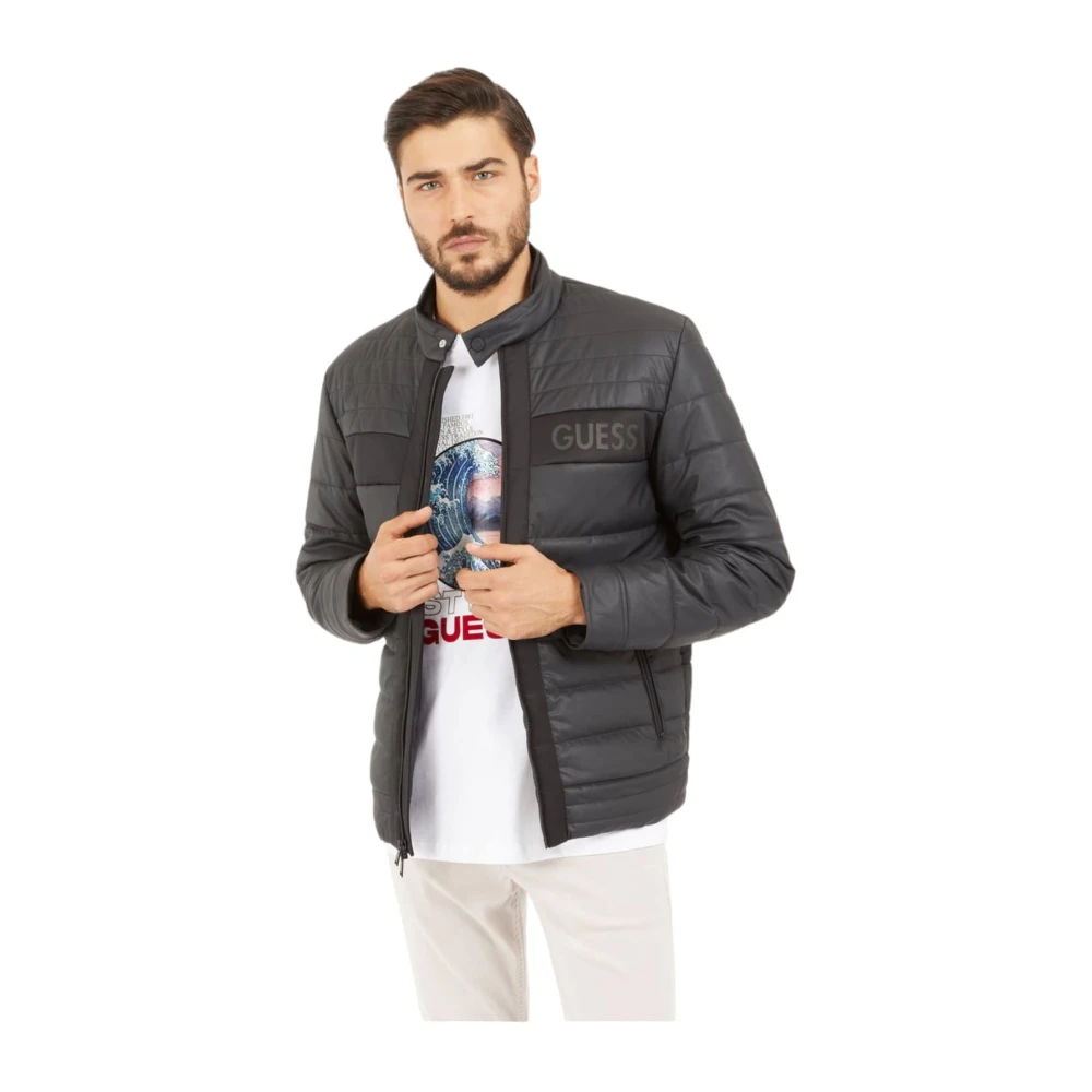 Guess Nep Leren Jas Black Heren