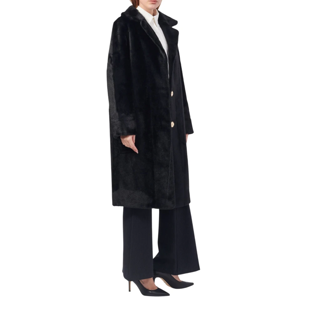 YES ZEE Zwarte Omkeerbare Lange Jas Black Dames