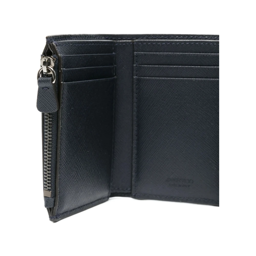 Jimmy Choo Marineblauw Leren Bi-Fold Portemonnee Blue Heren