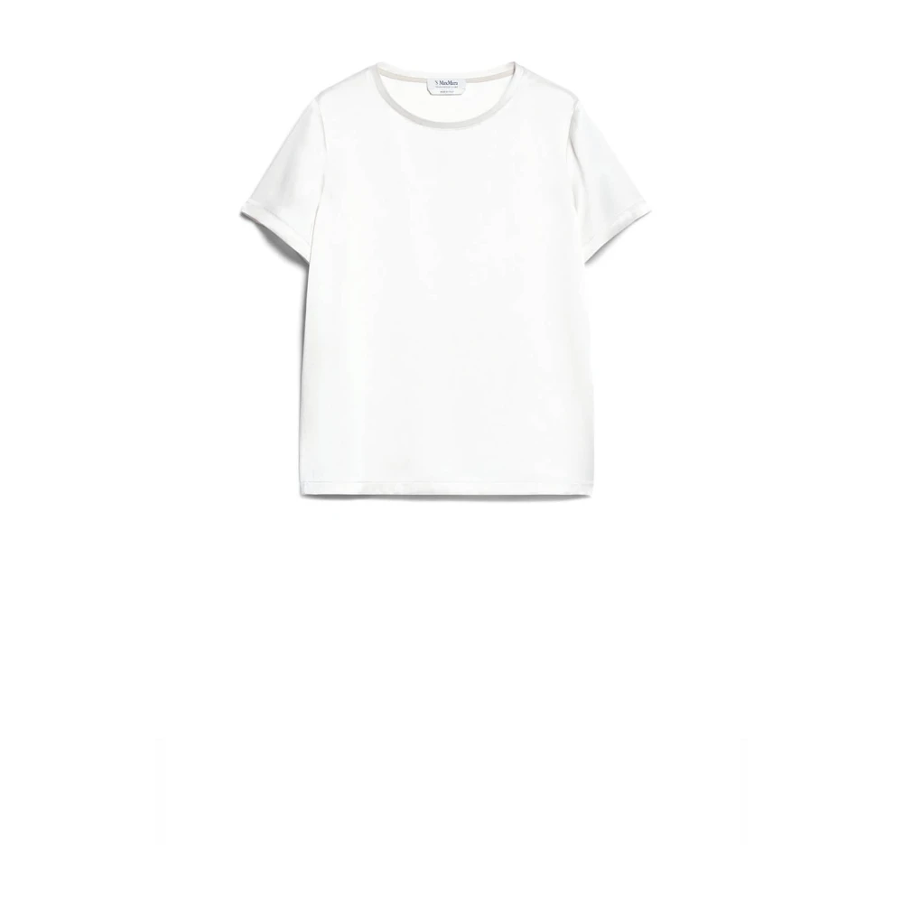 Max Mara Witte Ronde Hals Korte Mouw Top White Dames