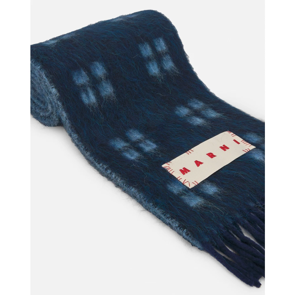 Marni Blauwe geborduurde logosjaal Blue Heren