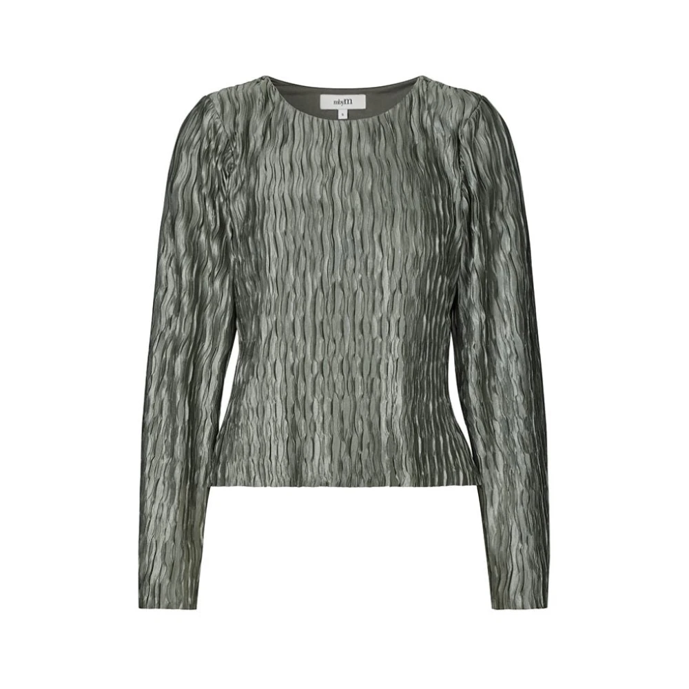MbyM Groene gestructureerde blouse Azuria Green Dames
