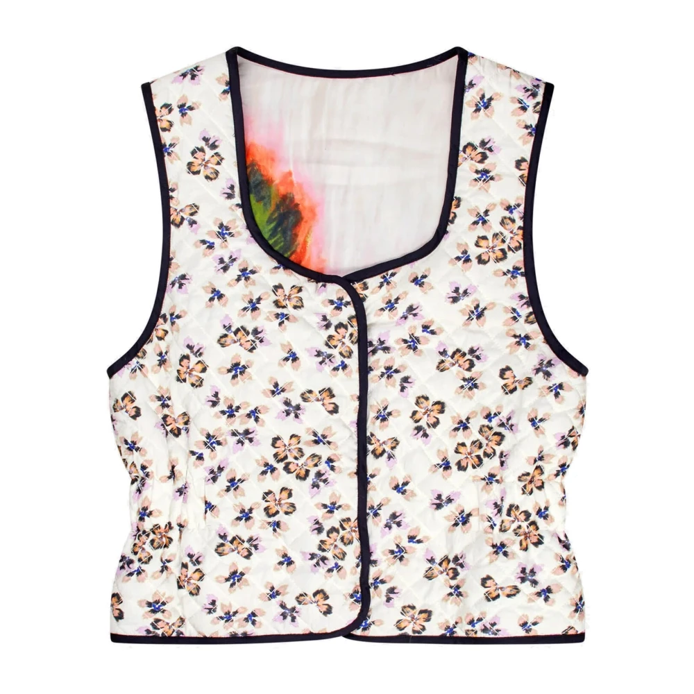 Munthe Omkeerbaar Gewatteerd Vest met Prints Beige Dames