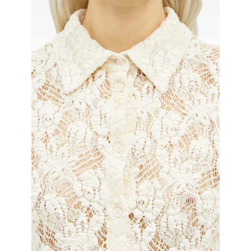 Msgm Witte Bloemenkant Shirt White Dames