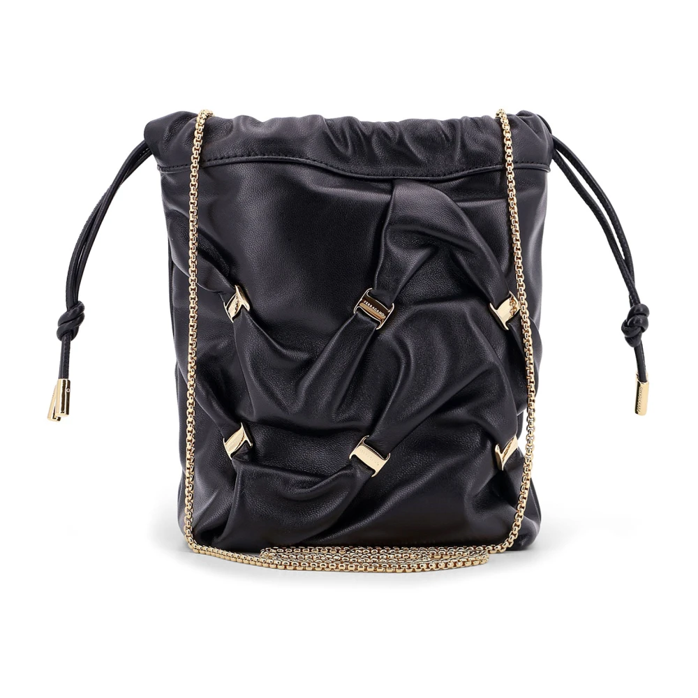 Salvatore Ferragamo Leren Bucket Bag met Metalen Details Black Dames
