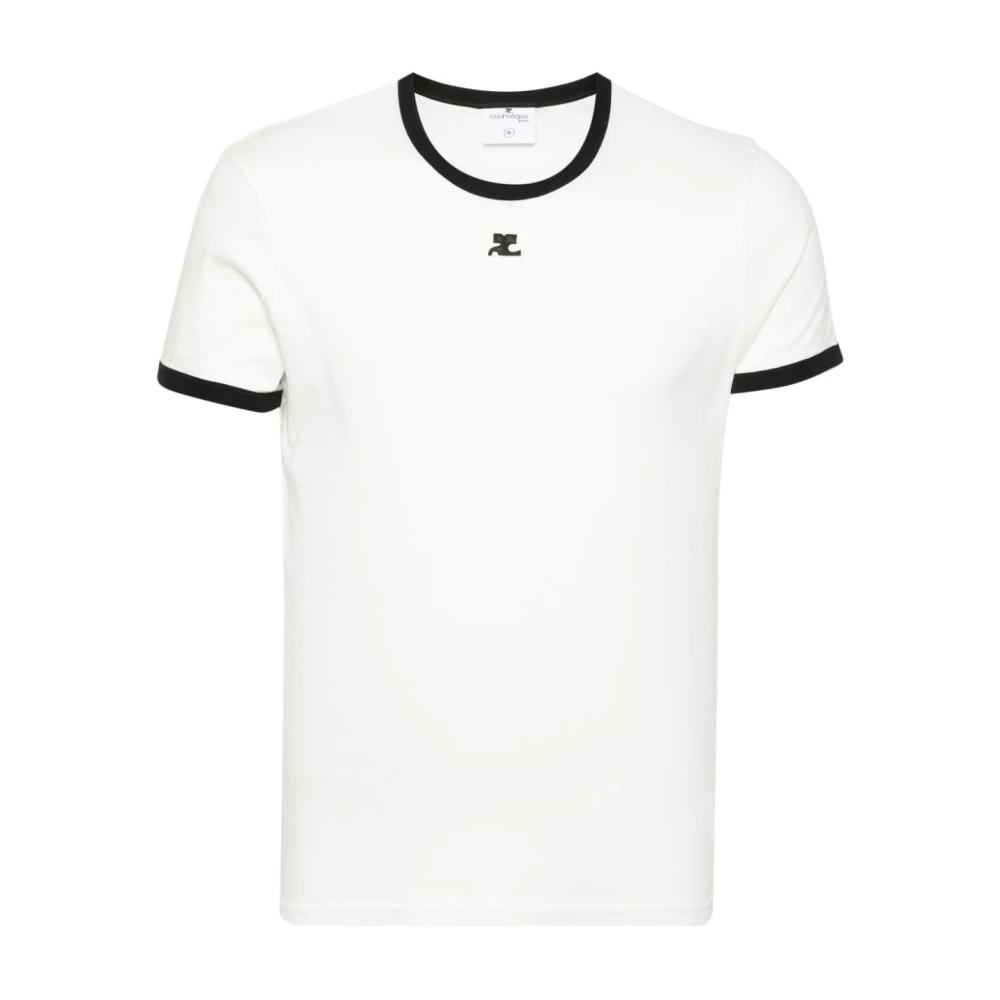 Courrèges Witte Katoenen Jersey T-shirt met Logo White Heren