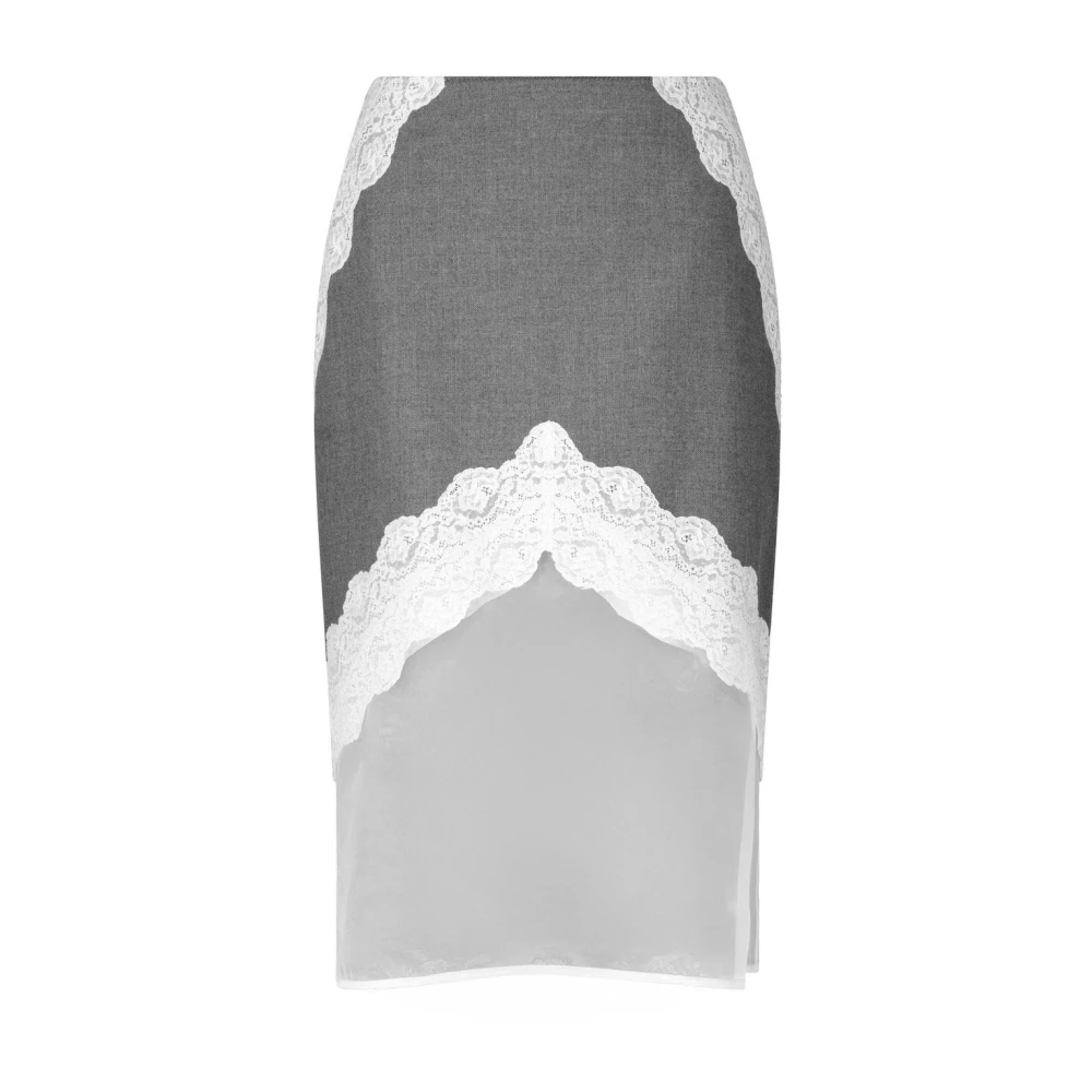 Jil Sander Women's Gray Knee-Length Wool Canvas Skirt - Midi Skirts - Xs - Skirts