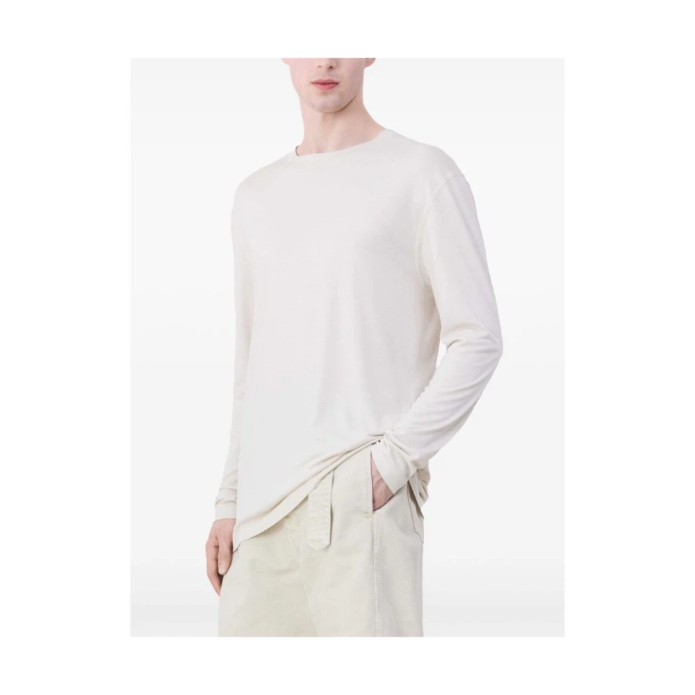 Lemaire Roomwit Katoenen Ronde Hals T-shirt White Heren
