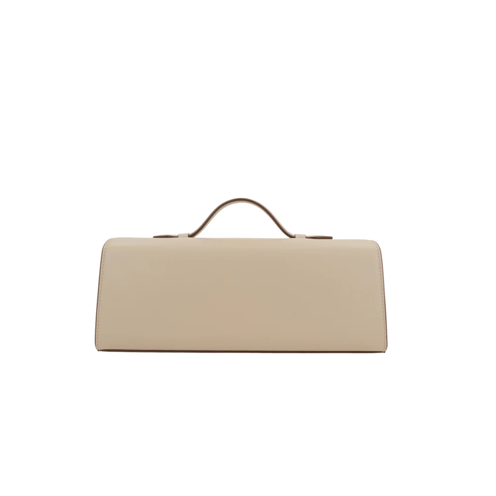 Savette Beige leren handtas met draaislot White Dames