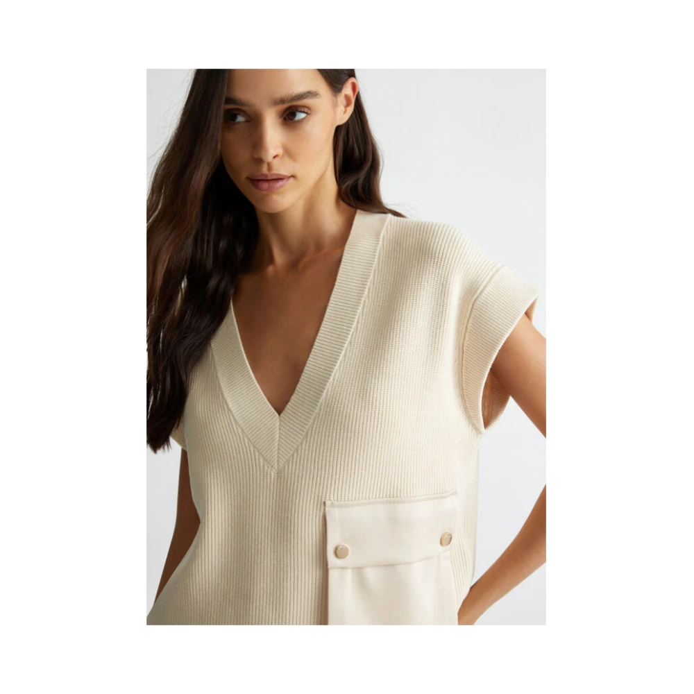 Liu Jo Gebreid vest met zak Beige Dames