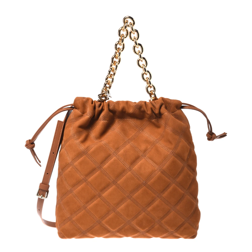 Baldinini Women's Brown Quilted Suede Crossbody Bag - Bucket Bags - One Size - Bags