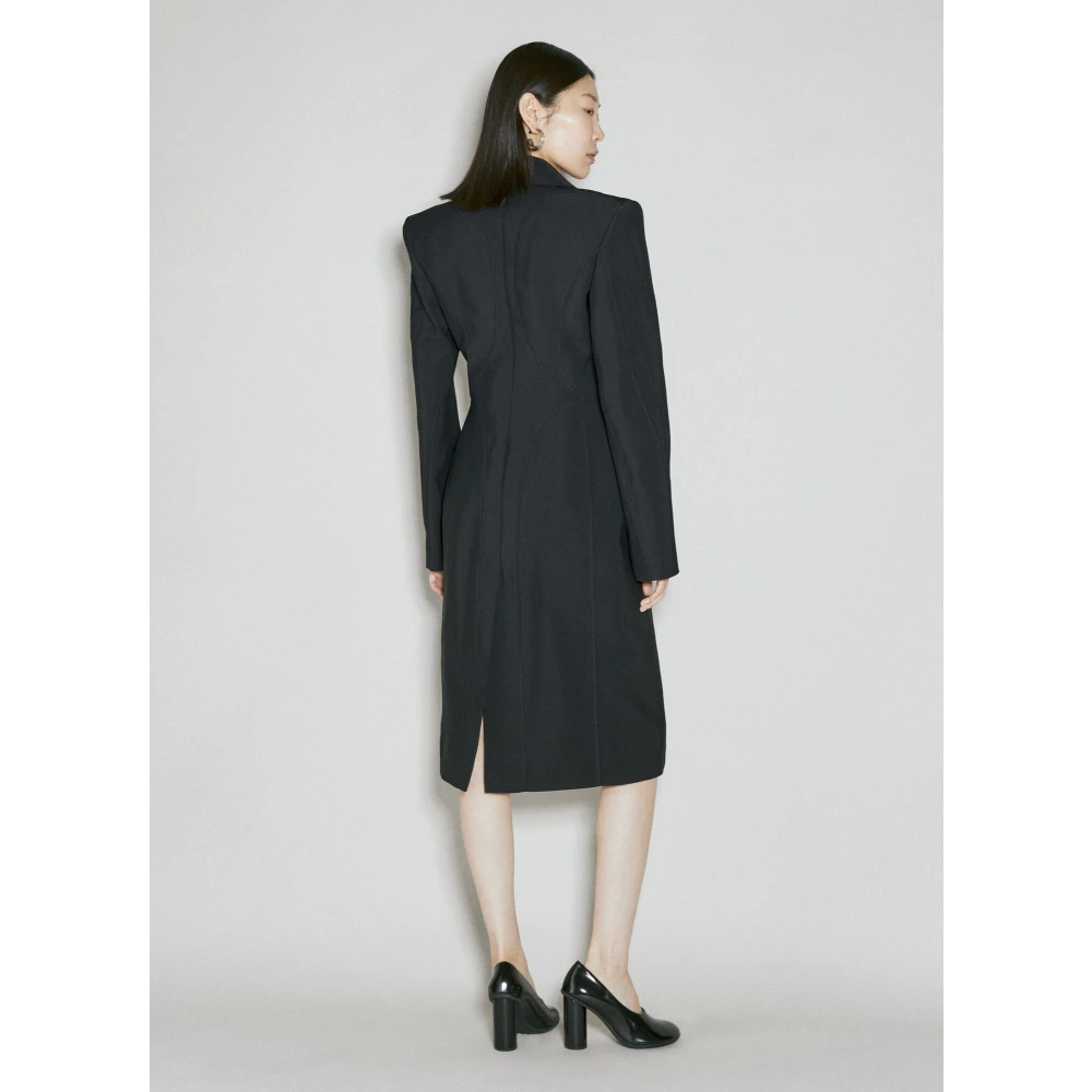 Mugler Elegant Shawl Lapel Structured Coat Black Dames