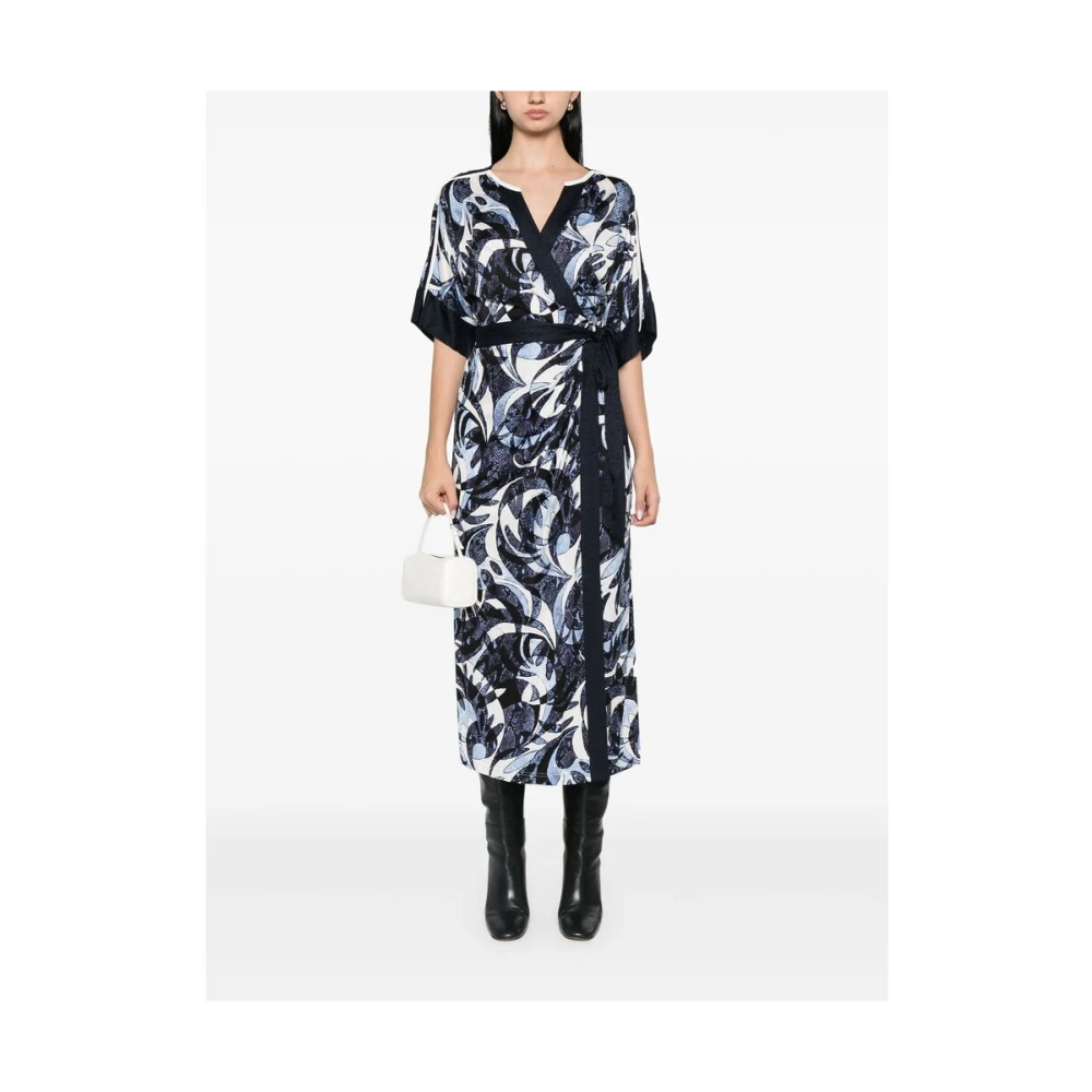 Diane Von Furstenberg Blauw Witte Wikkeljurk Abstracte Print Black Dames