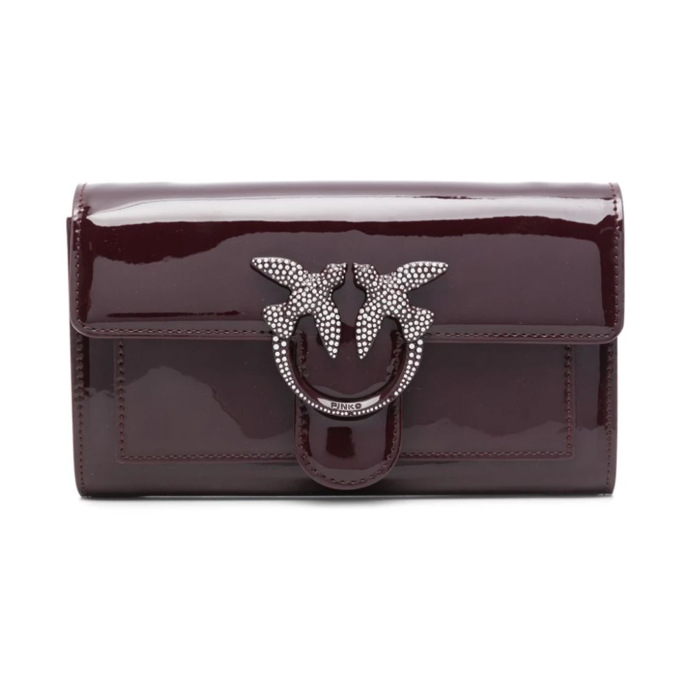 pinko Love Birds Bruine Portemonnee Kristalversiering Brown Dames