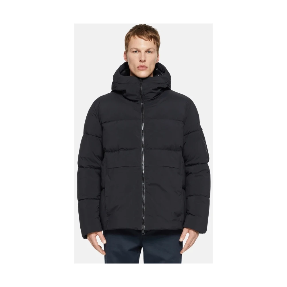 Dondup Reguliere Poplin en Nylon Pufferjas Blue Heren