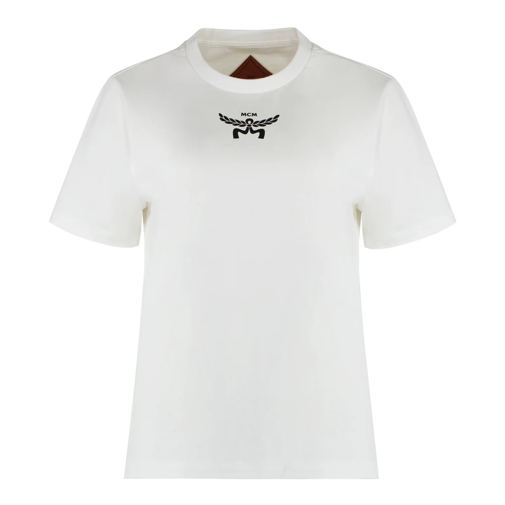 MCM Geribbelde crew-neck T-shirt 100% katoen White Dames