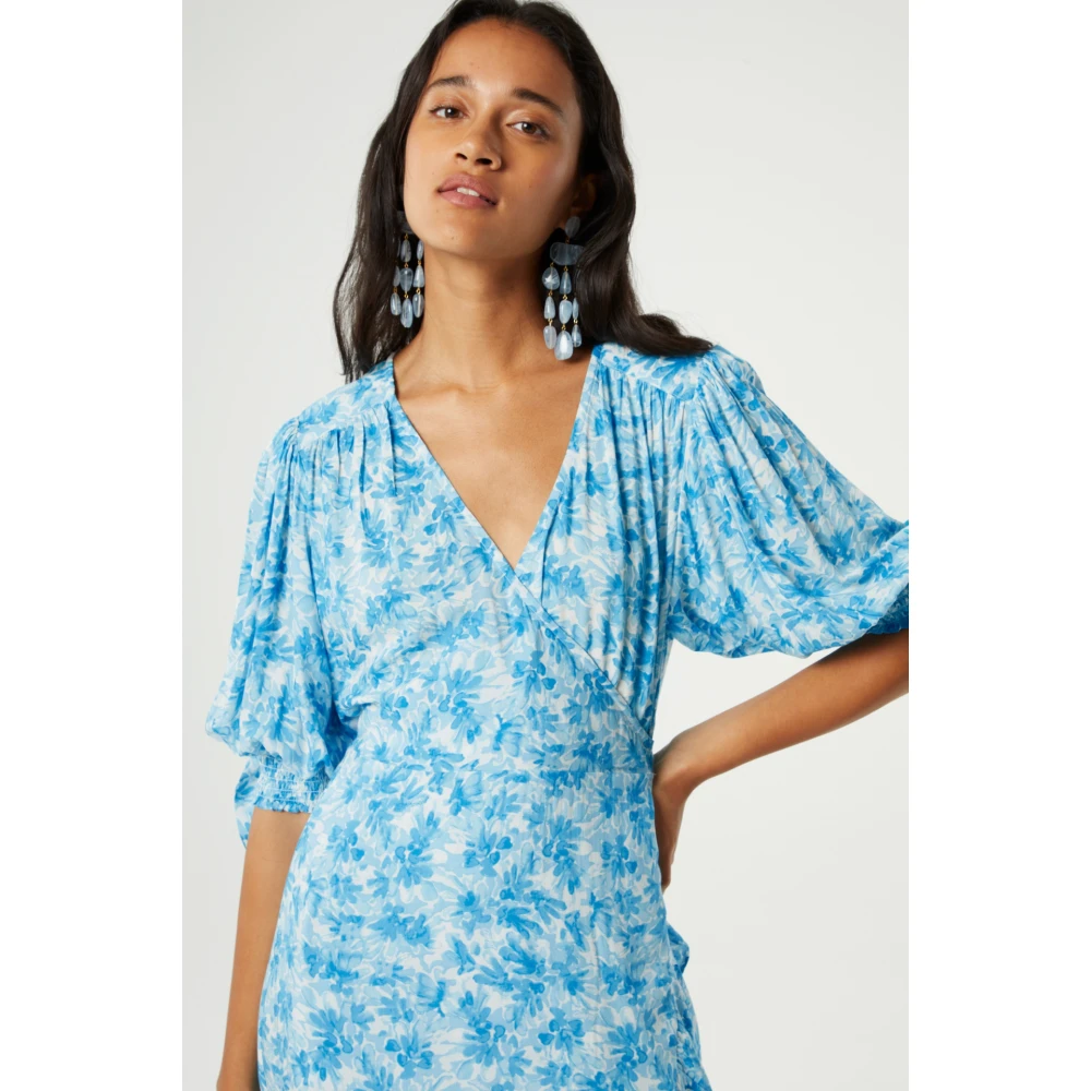 Fabienne Chapot Ruffle Wrap Jurk Blue Dames