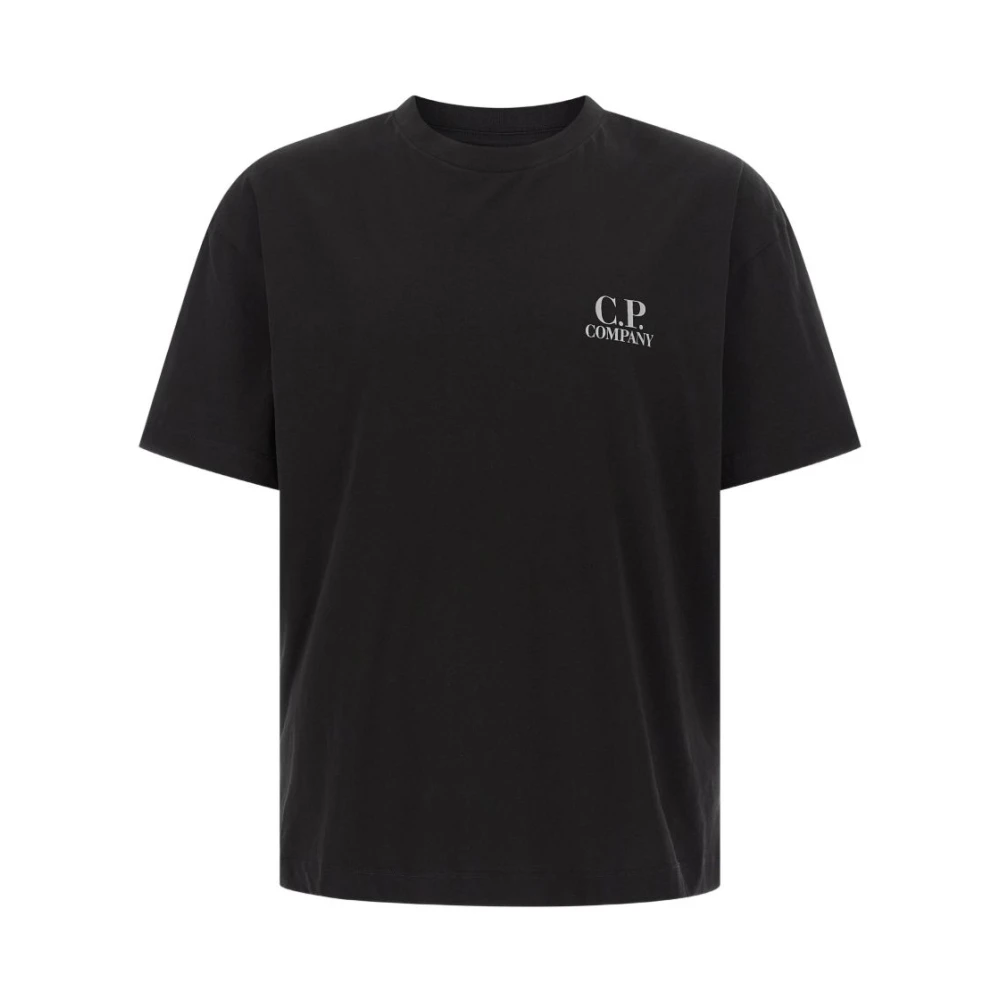 C.p. Company Men's Black T-Shirts, L, Logo Cotton T-Shirt