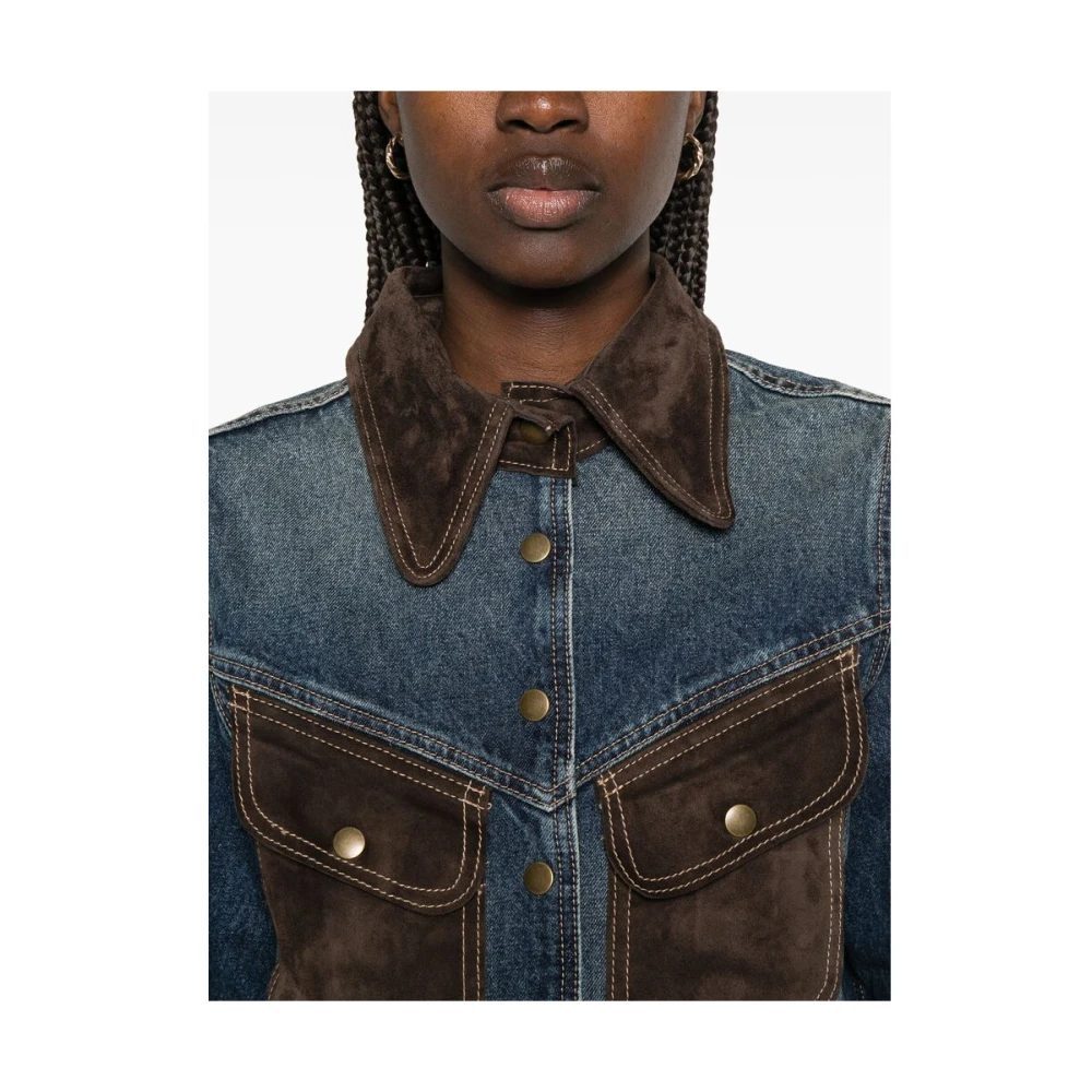 Nili Lotan Indigo Blauwe Buitenkleding met Drukknopen Blue Dames
