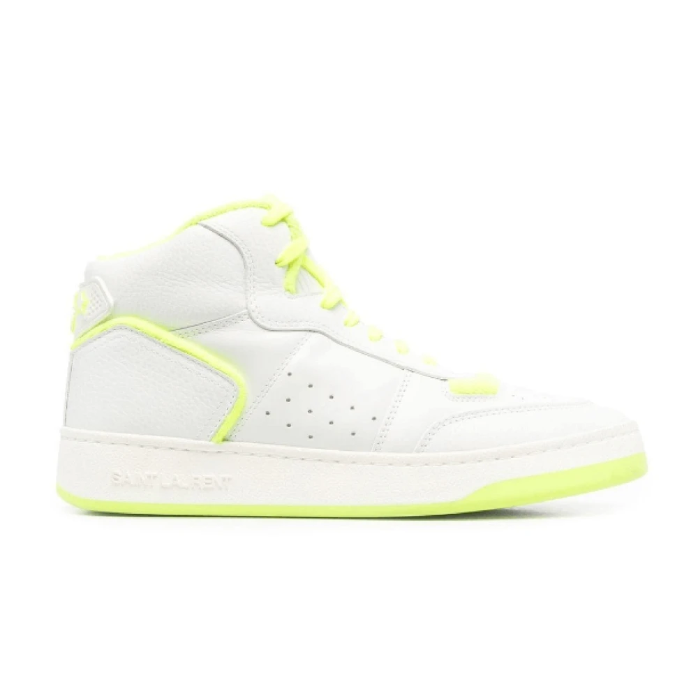 Saint Laurent Geperforeerde Two-Tone High-Top Sneakers Dames Schoenen Wit