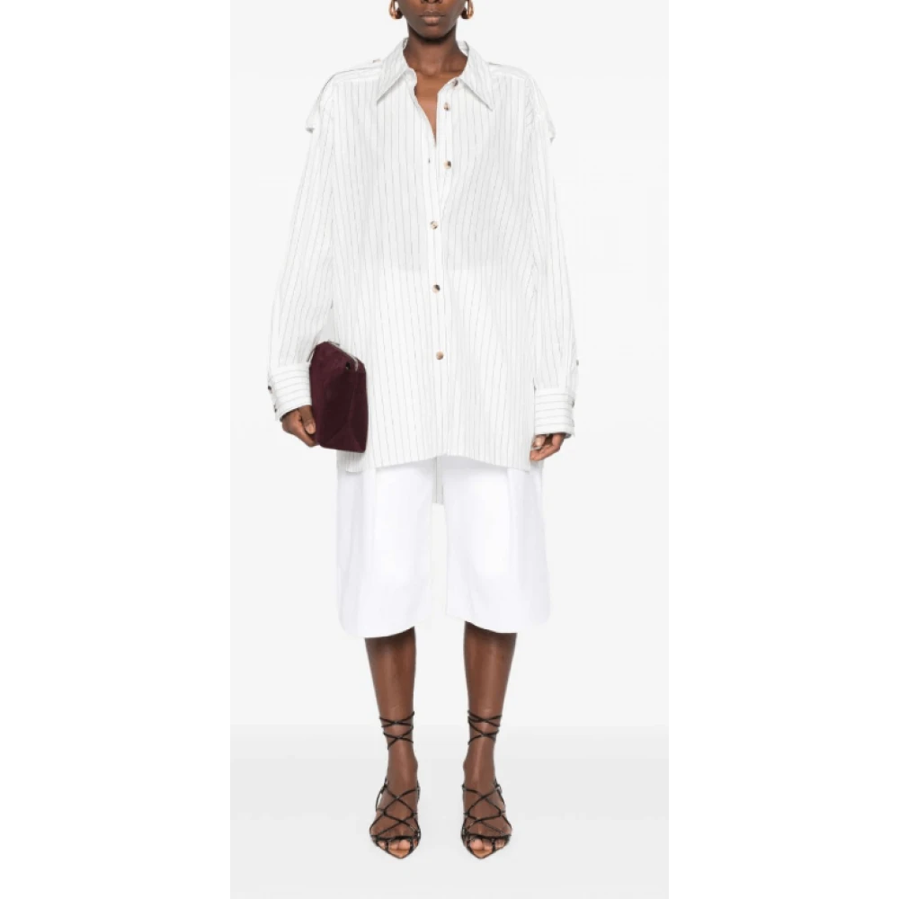 Khaite Verticaal Gestreepte Poplin Shirt White Dames