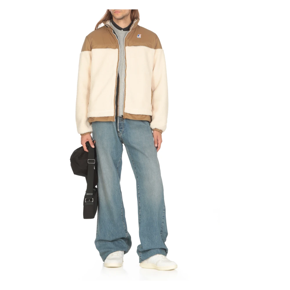 K-way Bruine jas met hoge kraag en teddy-inzetstukken Brown Heren