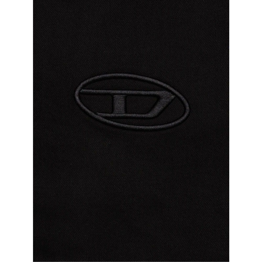 Diesel Zwarte spijkerjas met geborduurd logo Black Heren
