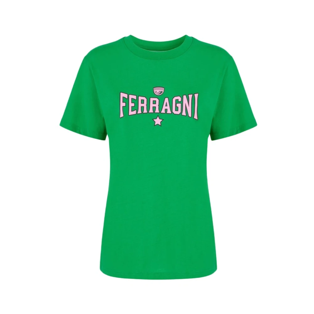 Chiara Ferragni Collection Groene Katoenen Stretch T-shirt Green Dames