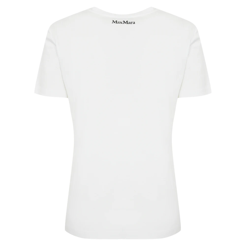 Max Mara Studio Glitter Print Katoenen T-shirt White Dames