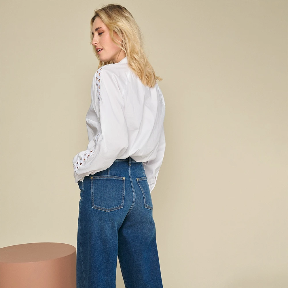 Marie Méro Witte Katoenen Blouse met Haakmotief White Dames