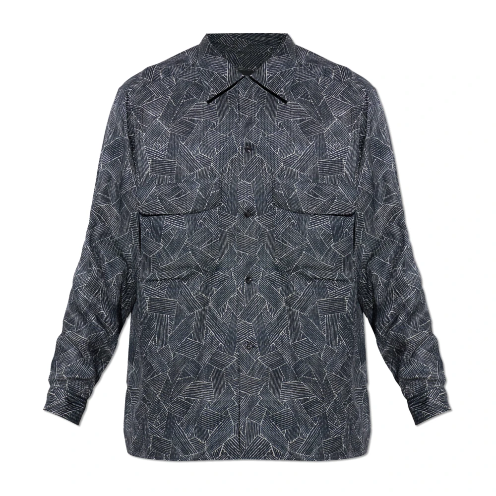 Giorgio Armani Uomo Grigio Asv Camicia In Viscosa E Seta Con Tasche
