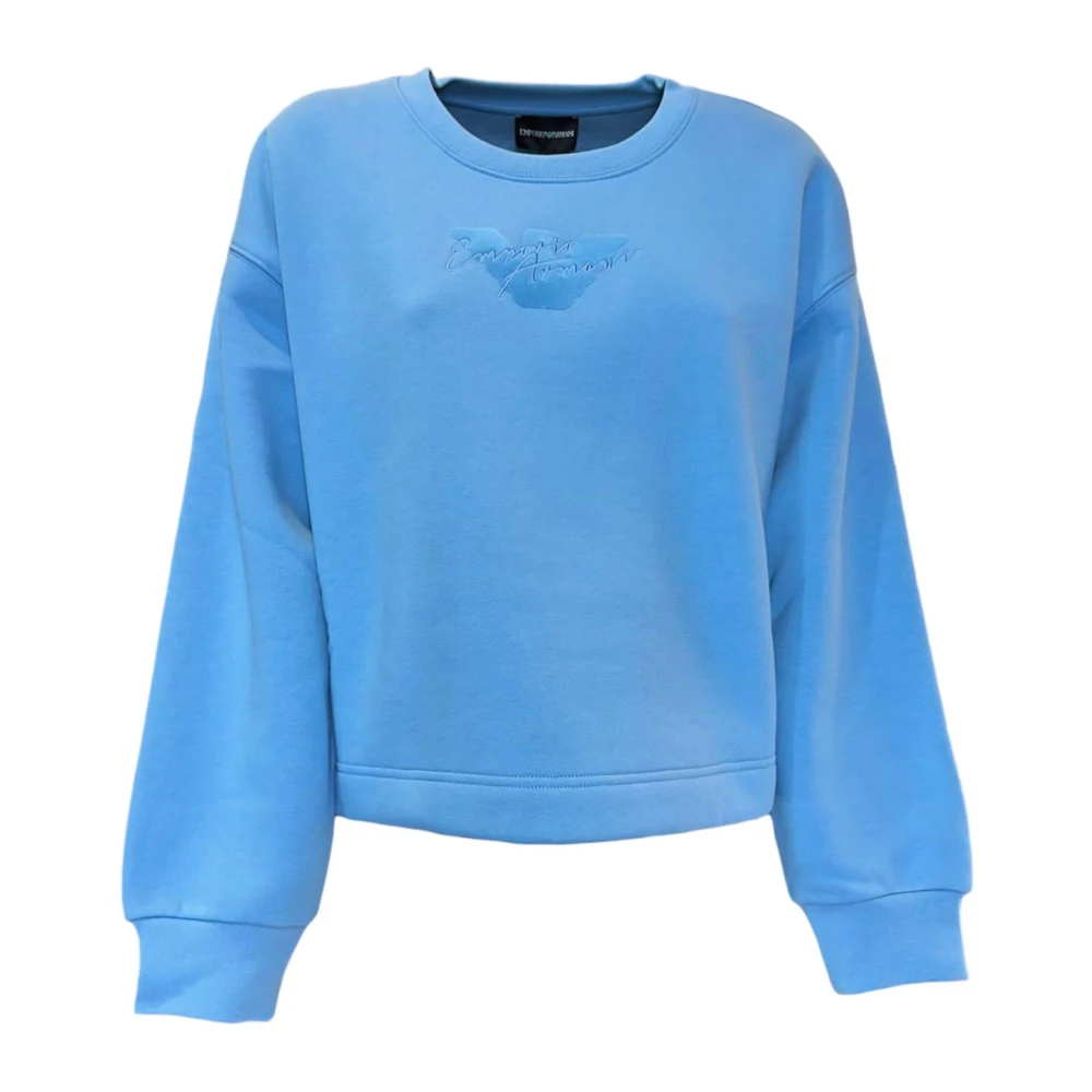 Emporio Armani Elegante Sweatshirt in Blauwe Hortensia Blue Dames