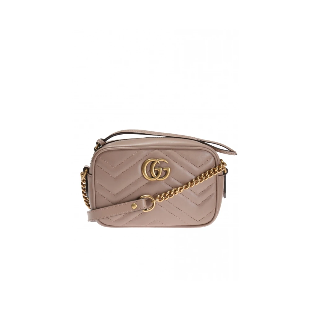 Gucci GG Marmont Matelassé Mini Shoulder Väska Beige, Dam