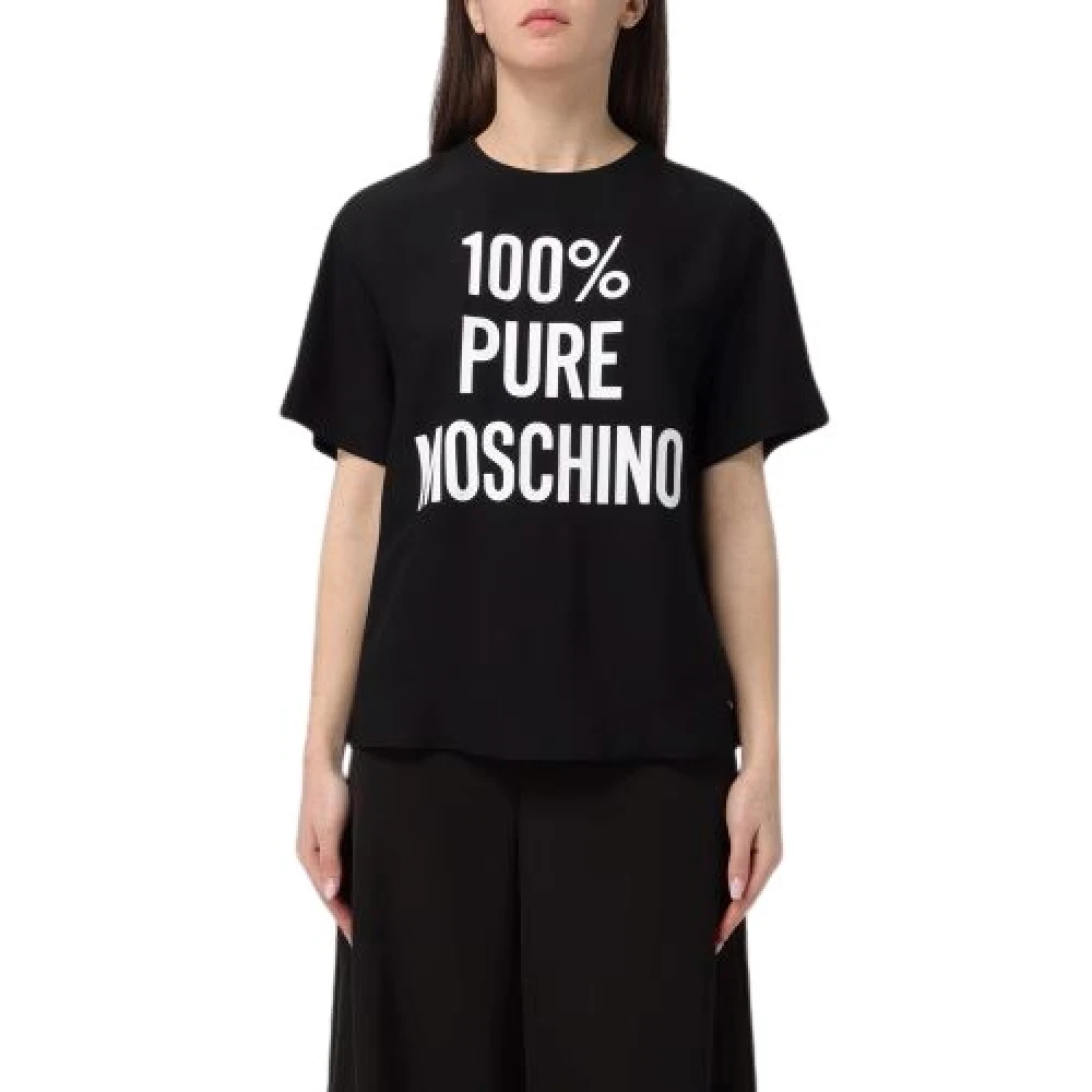 Moschino Zwarte crepe T-shirt Stijlvol en veelzijdig Black Dames