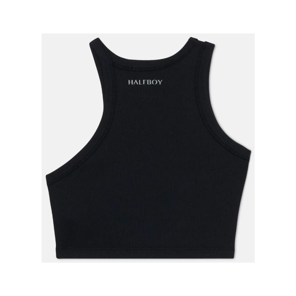 Halfboy Asymmetrische Tank Top Crop Zwart Black Dames
