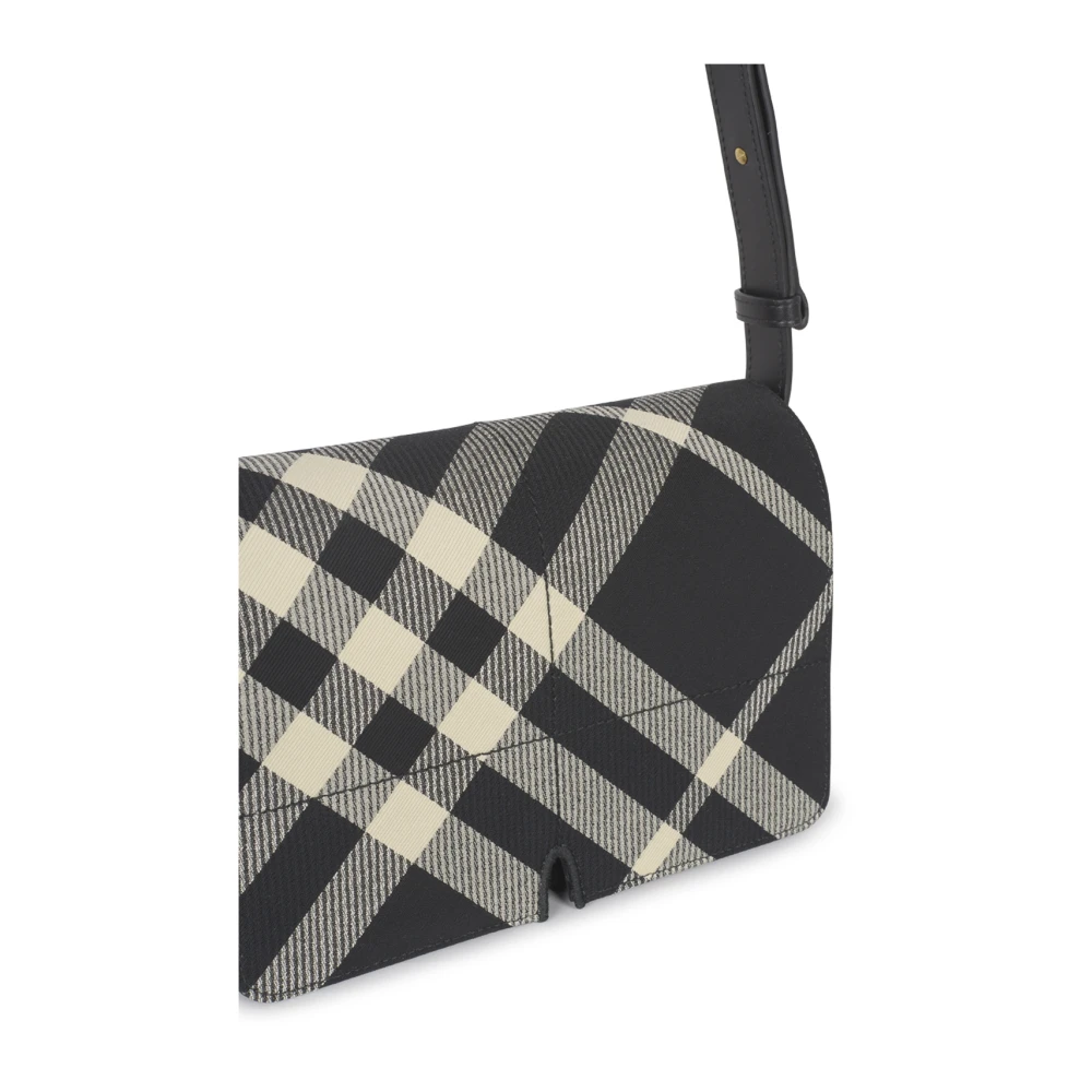 Burberry Zwarte Jacquard Tas met Leren Details Multicolor Dames