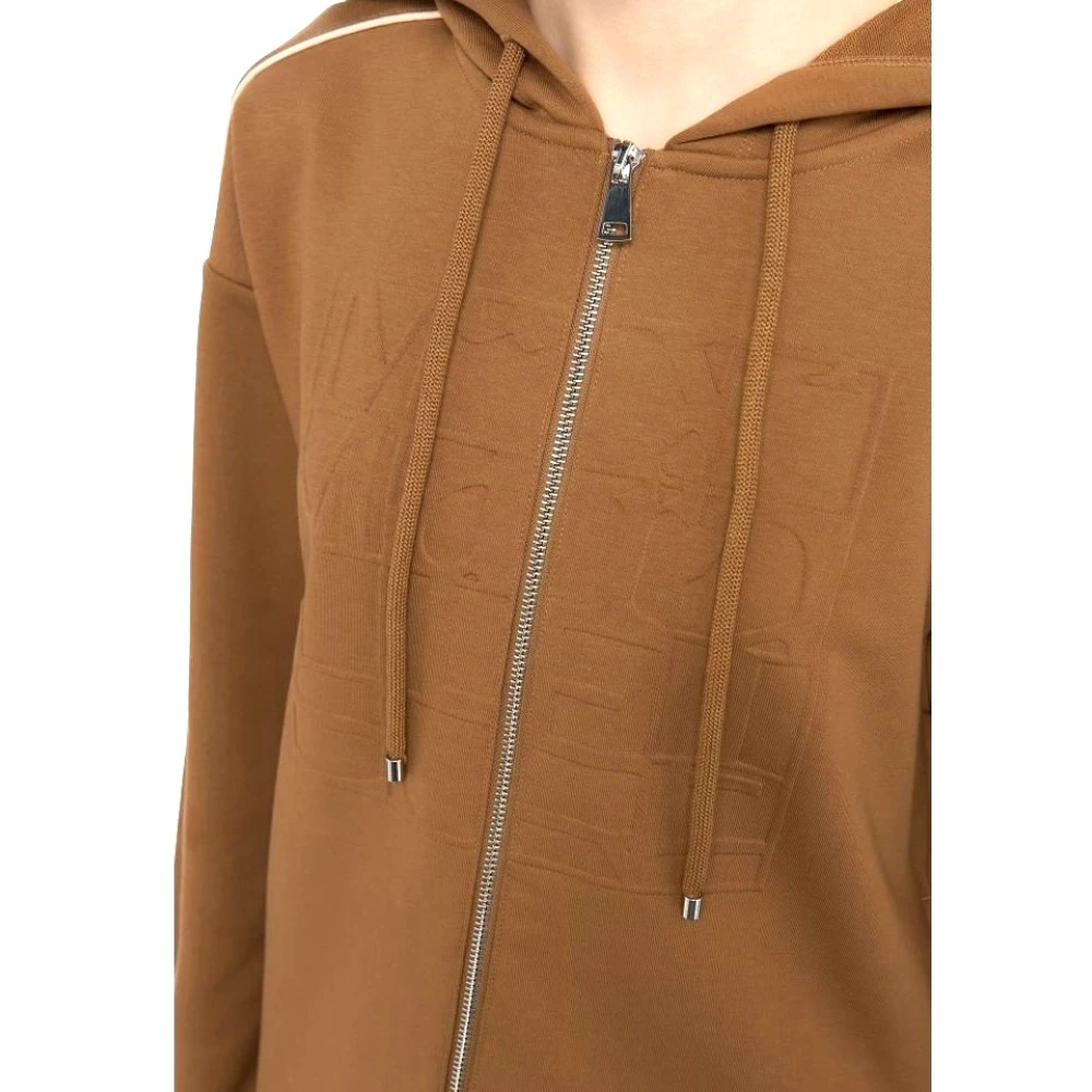 Max Mara Bruine Sportieve Stijl Jas met Logo Relief Brown Dames
