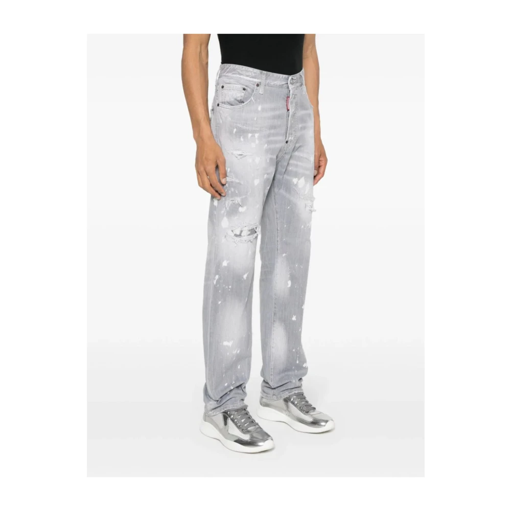 Dsquared2 Distressed Straight-Leg Jeans Gray Heren