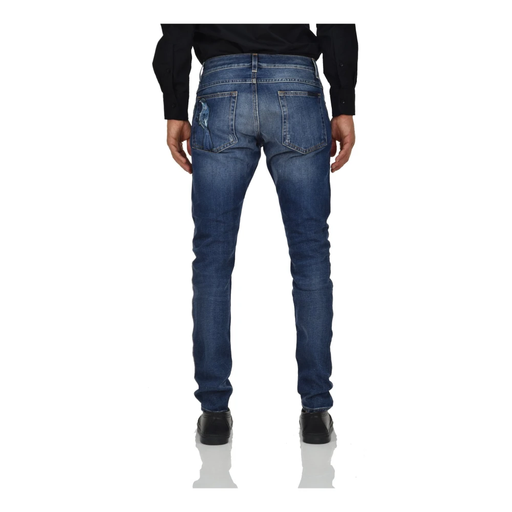 Dolce & Gabbana Gouden Slim-fit Jeans voor Heren Blue Heren