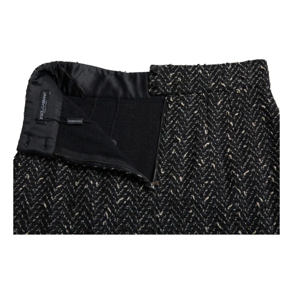 Dolce & Gabbana Elegante Tweed Minirok met hoge taille Black Dames