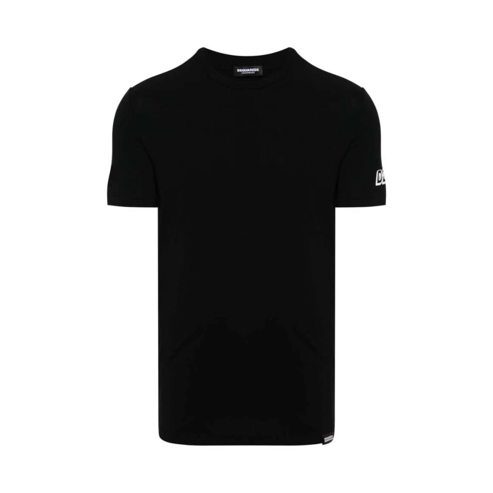 Dsquared2 Zwart Logo Print Crew Neck T-shirt Black Heren