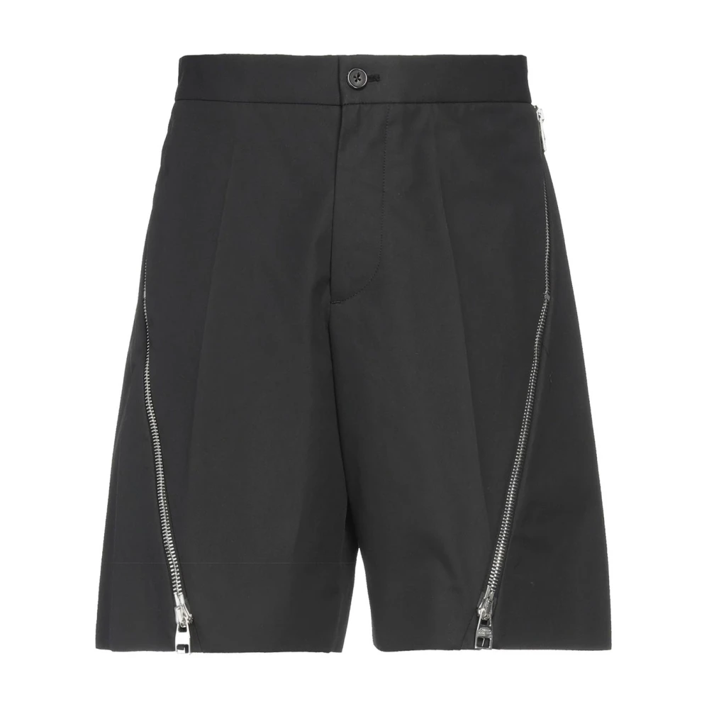 Alexander McQueen Bomull Bermuda Shorts med Dragkedja Detaljer Black, Herr