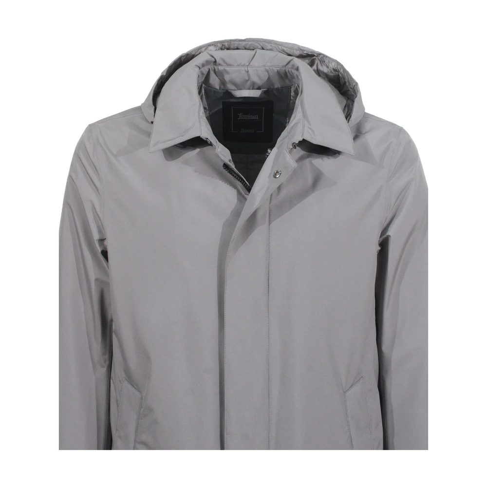 Herno Grijze Jas met Rits en Capuchon Gray Heren