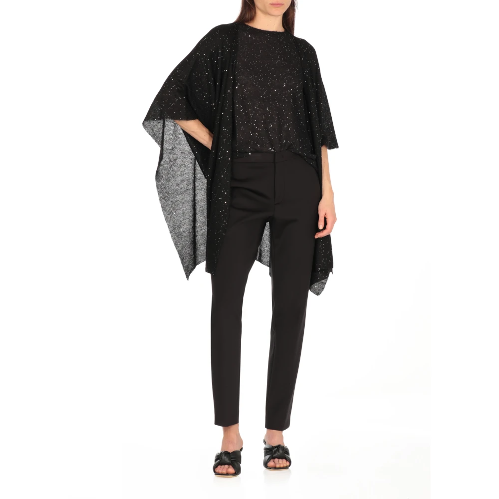Fabiana Filippi Zwarte pailletten cape jas Black Dames