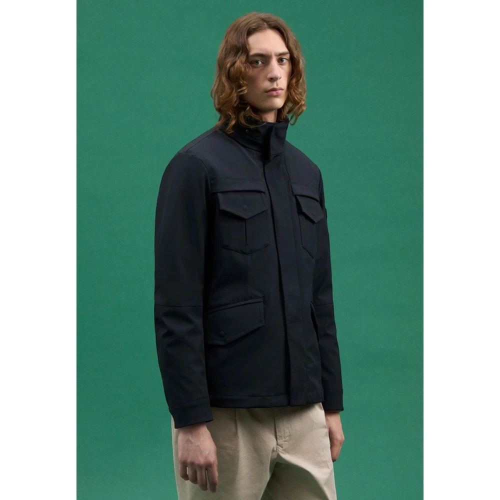 Peuterey Gestreepte Field Jacket Zwart Black Heren