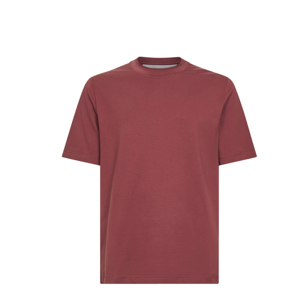Brunello Cucinelli Red T-Shirts, Male, S, Cotton Jersey Crewneck T-Shirt