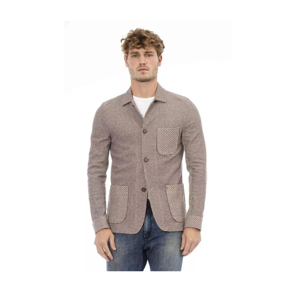 Distretto12 Men's Beige Tailored Cotton Blazer With Notch Lapel