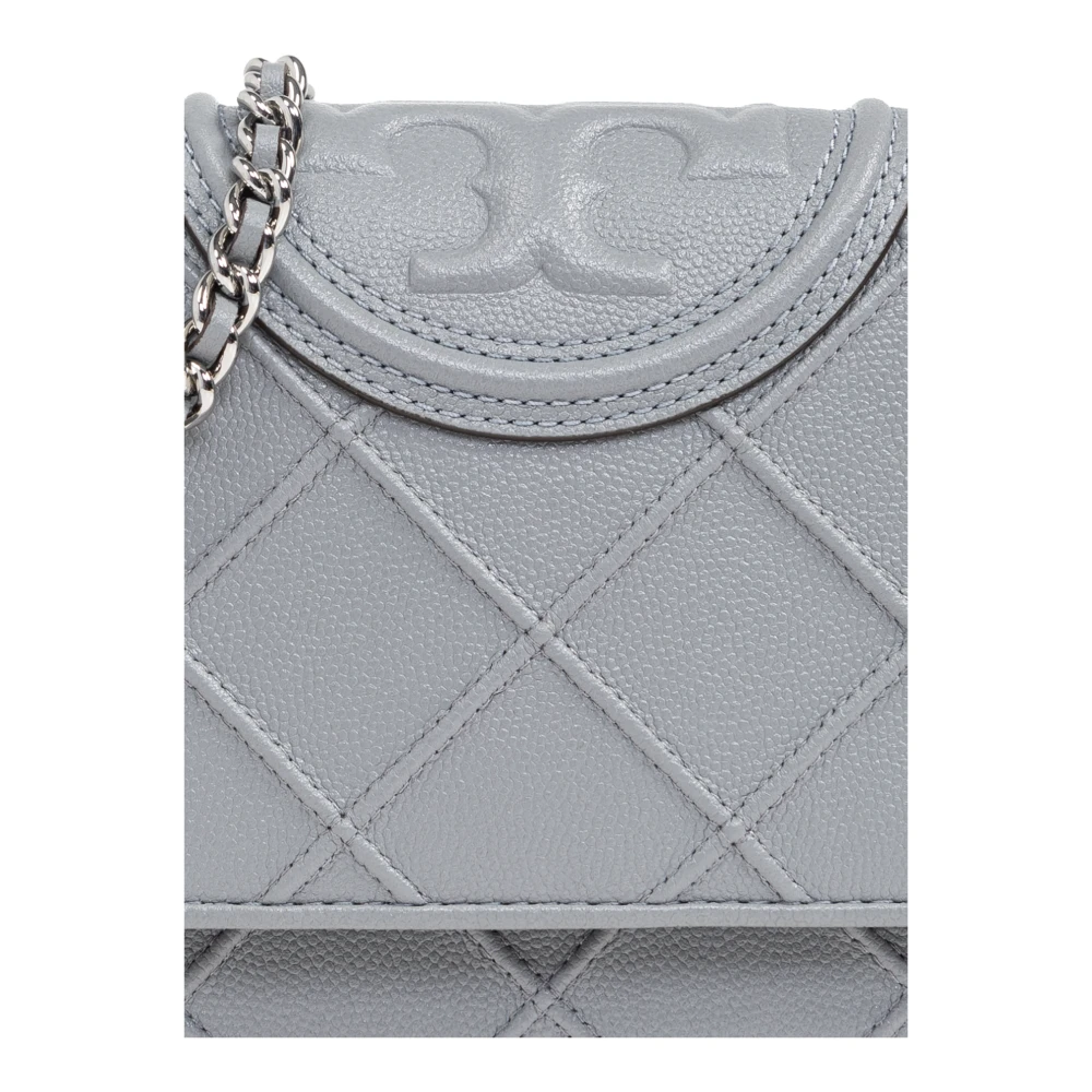 TORY BURCH Portemonnee aan een ketting Fleming Soft Gray Dames